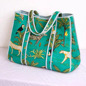 Sac fourre-tout tendance en tissu de coton matelassé, fait main, écologique, réutilisable, pour le shopping, durable, pour tous les jours, idéal comme cadeau - Product Image 1