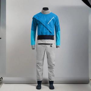 Men's Blue <b>Waterproof</b> Polyester <b>Work</b> Coverall with Black Trim and Orange Zippers for Outdoor Use - Product Image 4