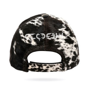Gorra de béisbol de cuero con pelo de vaca blanco y negro |   Regalo del Rancho Occidental - Product Image 2