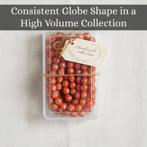 Cuentas Sueltas de Vidrio Lampwork Naranja de 12 mm |   Separador Redondo Artesanal con Detalle de Lámina |   Suministros para la Fabricación de Joyería Artesanal |   Longitud del hilo de 8 pulgadas - Product Image 6