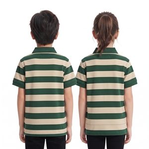 Camiseta Polo a Rayas Unisex para Niños al por Mayor, Tops de Ocio de Dos Colores, Manga Corta, Cuello Casual, Proveedor de Prendas de Punto para Niños - Product Image 5