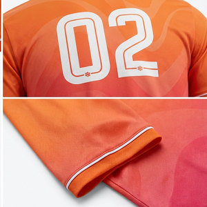 Ensemble de maillots de football personnalisés sublimés pour hommes, dégradé orange rose, 100% polyester, manches courtes, uniformes taille adulte, respirant - Product Image 4