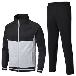 <b>Men's</b> Black White Tracksuit Full Zip <b>Jacket</b> Matching Pants Sporty Casual Wear Autumn Breathable Polyester Material - Product Image 2