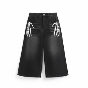 Pantalones Cortos de Mezclilla Personalizados OEM para Hombre, Estilo Casual de Pierna Ancha, Ropa de Marca Privada - Product Image 1