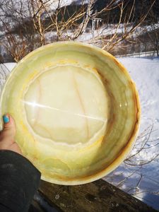 Cuenco de Ónix Verde Claro, Cuenco de Ónix Verde Multicolor Hecho a Mano, Cuenco de Cristal de Ónix Verde para Servir en la Mesa Principal de Universal Overseas - Product Image 3