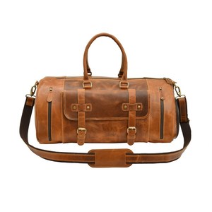 Sac de voyage en cuir de buffle pleine fleur fait main et personnalisé, robuste, moderne et élégant, avec fermeture éclair - Product Image 2