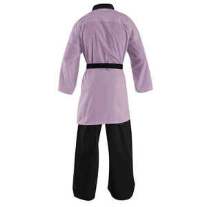 Purple Kung Fu Uniform Martial Arts Gi Kimono Top Pants <b>Black</b> <b>Belt</b> Color Blocked Set Unisex - Product Image 3