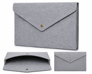 Felt Laptop Sleeve Envelope <b>Bag</b> <b>Medium</b> <b>Size</b> Button Closure Gray Daily Use - Product Image 5