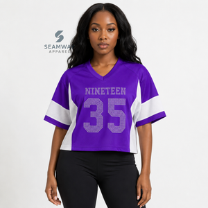 เสื้อเจอร์ซีย์ฟุตบอลผู้หญิง Zeta Phi Beta Sorority แบบมีประกายวิบวับ คอวี แขนสั้น ผ้าตาข่าย ระบายความชื้น เสื้อทีมสำหรับการแสดง - Product Image 5