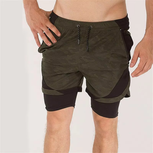 New Summer Men Double <b>Layer</b> Shorts Fast Dry Running Training Fitness Sportswear Sweat Shorts Sports Workout Shorts - Product Image 6