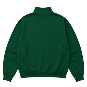 OEM Custom Oversized Green Quarter Zip Hoodies Women High Neck <b>Stand</b> Collar Fleece Pullover Heavyweight <b>Drop</b> Shoulder Sweatshirt - Product Image 2