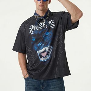 เสื้อยืดโอเวอร์ไซส์ผู้ชาย ผ้าฝ้าย ทรงหลวม ไหล่ตก แขนสั้น สไตล์สตรีทแวร์ ใส่ได้ทุกวัน สบายๆ พิมพ์ลายกราฟิก เสื้อโอเวอร์ไซส์ทรงบ็อกซี่สำหรับผู้ชาย - Product Image 3