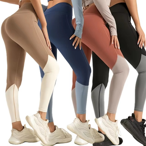 Stock High Womens Waist Gym Sports <b>Leggings</b> Running Fitness Womens Yoga <b>Leggings</b> <b>With</b> <b>Pockets</b> Multi Colors V Shape Tights - Product Image 4