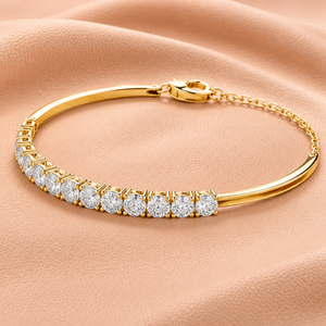 Elegante Pulsera de Diamantes de Corte Redondo, Brazalete Ajustable en Oro Amarillo, Blanco y Rosa, Joyería Nupcial de Lujo para Mujer, Regalo - Product Image 3