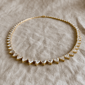 Women's Moissanite Necklace 18K Gold Plated Triangle Cut Diamond Luxury <b>Snake</b> <b>Chain</b> Jewelry Wedding Necklaces - Product Image 1