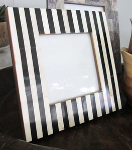 Elegant Wooden Photo <b>Frame</b> with Customizable Bone Inlay Design - Product Image 1