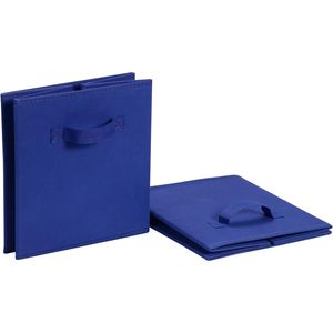 Boîtes de rangement en forme de cube avec poignées, tissu bleu marine, lot de 6 cubes pliables de 13"x13"x13" - Product Image 3