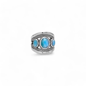 Anillo de Plata de Ley 925 con Larimar, Gema Azul Océano Natural, Joyería Hecha a Mano, Regalo para Mujer - Product Image 6