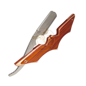 Rasoir droit professionnel en acier inoxydable avec manche en bois pour barbier, lame unique, personnalisable avec logo - Product Image 1