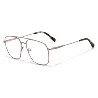 Lunettes carrées en acier inoxydable pour hommes 57 mm, montures optiques métalliques à double pont pour marque privée et vente en gros