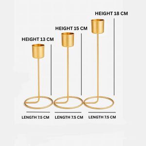 Set of 6 Gold Metal <b>Taper</b> <b>Candle</b> Holders Elegant Decorative Stands Home & Wedding Table Centerpiece At Wholesale Export Supply" - Product Image 5