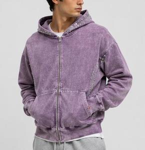 Sweat à capuche unisexe zippé, décontracté, coupe classique, en molleton bouclette lavé et respirant, anti-boulochage, couleur unie, style hiver - Product Image 3