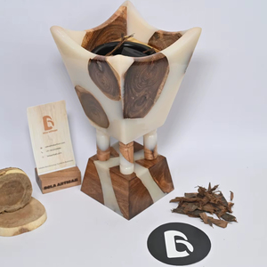Brûleur à Bakhoor en résine et bois fait main de luxe, brûleur à encens arabe Oud, Mabkhara décorative pour la décoration de la maison - Product Image 1