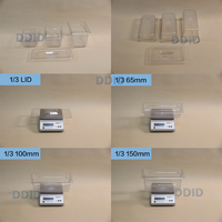 Barquette GN en plastique 1/3 haute transparence, idéale pour les hôtels et restaurants, conteneur alimentaire en plastique avec couvercles, barquettes alimentaires pour hôtels