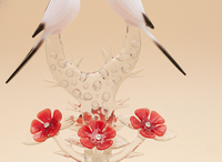 Petit monde de verre, ensemble de 2 vases contemporains en verre cristal pour table, motif couple de perroquets, pour la décoration de Diwali, de mariage ou de bureau
