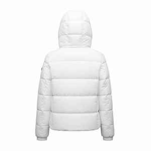 Veste matelassée blanche à capuche pour femme, manteau d'hiver chaud et épais avec fermeture éclair, vêtement d'extérieur décontracté - Product Image 2
