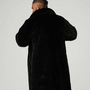 Manteau en fausse fourrure pour homme - Manteau d'hiver chaud et élégant pour homme, veste en fausse fourrure épaisse et douce avec col à revers - Product Image 1