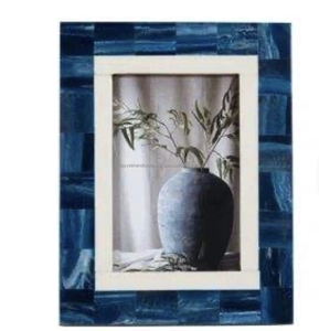 Cadre photo étanche avec incrustation de nacre et d'os, logo personnalisé, taille et forme personnalisables, décoration murale - Product Image 1