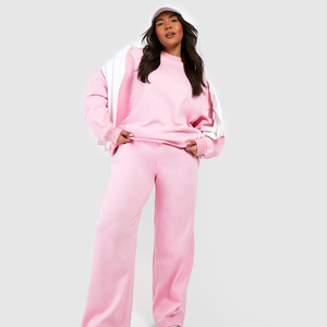Oversized <b>Pink</b> Hooded Sweatshirt <b>Plus</b> <b>Size</b> Drop Shoulder Long Sleeve Garment Dyed Embroidered Solid <b>Top</b> Autumn Wear - Product Image 2