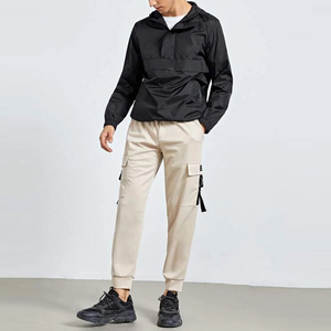 <b>Pullover</b> Patched Half Zip Hooded Wind Nylon <b>Jacket</b> Custom waterproof Windbreaker <b>jackets</b> for <b>men</b> - Product Image 3