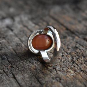 Anillo de Cornalina con Corte Ovalado, Engaste de Bisel, Anillo Clásico Unisex para Navidad/Día de San Valentín - Product Image 5