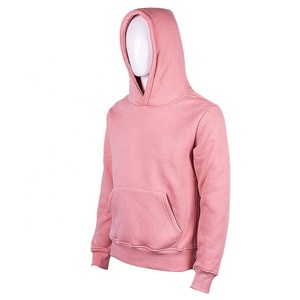 <b>Women's</b> <b>Pink</b> Hooded Pullover Sweatshirt Solid Color Cotton Knitted Breathable Regular Fit With Pockets Autumn Wear - Product Image 2
