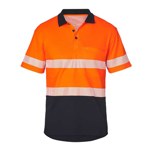Polo à manches longues en polyester respirant jaune haute visibilité, imprimé par transfert thermique, vêtements de travail réfléchissants de sécurité pour unisexe - Product Image 6