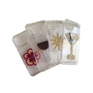Coque de téléphone en broderie perlée CRYSTAL CRAFT pour iPhone Apple 6 pouces, dos transparent, motif fleur, vin, soleil, martini, toutes saisons - Product Image 1