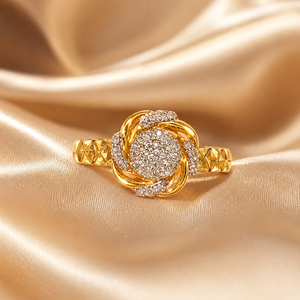 Luxury 14K <b>Gold</b> Women <b>Ring</b> with Floral Stone Cluster Premium Wedding Party Wear Jewelry Collection - Product Image 3