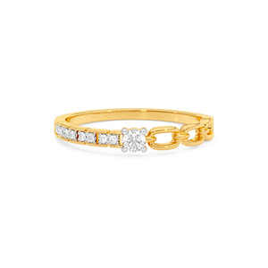 Bague solitaire ronde en or avec diamant de laboratoire pour fiançailles, mariage et cadeau d'anniversaire - Product Image 2