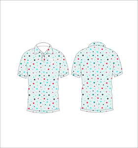 Polo personnalisé pour homme gris clair à pois multicolores – T-shirt de golf à manches courtes avec imprimé à petits pois sur toute la surface, respirant et décontracté - Product Image 3