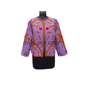 Handmade Beautiful Floral Knitted Free Size Winter Short Jacket Women New Trending Duck Suzani Tie-Dye Embroidery <b>Button</b> Cotton - Product Image 1