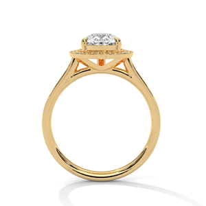 Anillo de compromiso con halo oculto de diamante ovalado cultivado en laboratorio en oro amarillo – Anillo de diamantes de lujo para novia de la marca Pae Band para mujer - Product Image 1