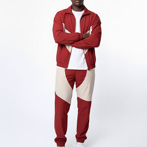 <b>Men's</b> 100% Nylon Windbreaker Tracksuit Solid Color Lightweight Sportswear <b>Jacket</b> Pants Set With Pockets - Product Image 1