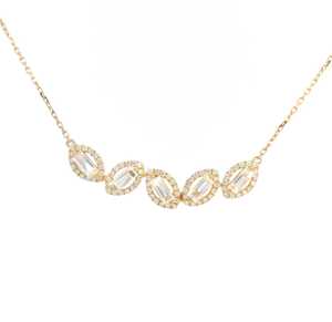 Colliers pendentifs en barre à motif floral en diamant, avec diamants taille baguette ronds de laboratoire, de luxe classique, en or massif 14 carats et argent 925, prix usine B2B - Product Image 1
