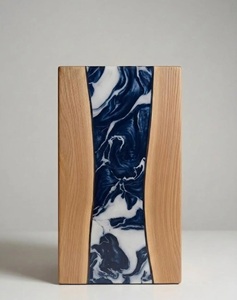 Ocean Wave Wooden Urn for Ashes – Blue White Resin Cremation Urn Ocean Wave Resin Cremation Urn Handmade Ocean Wave Wooden Urn - Product Image 5