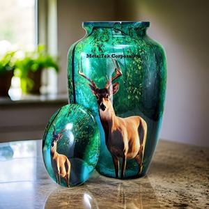 New Reindeer Classic Cremation <b>Urns</b> For Keepsake Ashes Lacquer Finish Wholesale Low Price Metal Funeral Burial <b>Urns</b> <b>Jars</b> Vases - Product Image 4