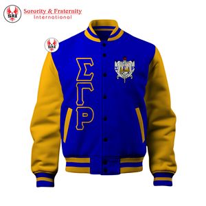 Chaqueta de Béisbol Varsity de Color Sólido con Diseño Moderno Sigma Gamma Rho, Chaqueta Varsity Americana Personalizada para Invierno - Product Image 5