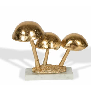 Escultura de Hongo de Aluminio Dorado de Nuevo Diseño con Base de Mármol, Decoración de Hogar de Lujo, Arte Metálico Nórdico para Mesa, Regalo, Adorno - Product Image 4