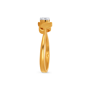 Anillo Delicado de Oro Amarillo de 14K con Acento de Diamante Redondo, Banda Ondulada Moderna, Joyería Sencilla y Elegante para Uso Diario, Regalo de Aniversario - Product Image 4